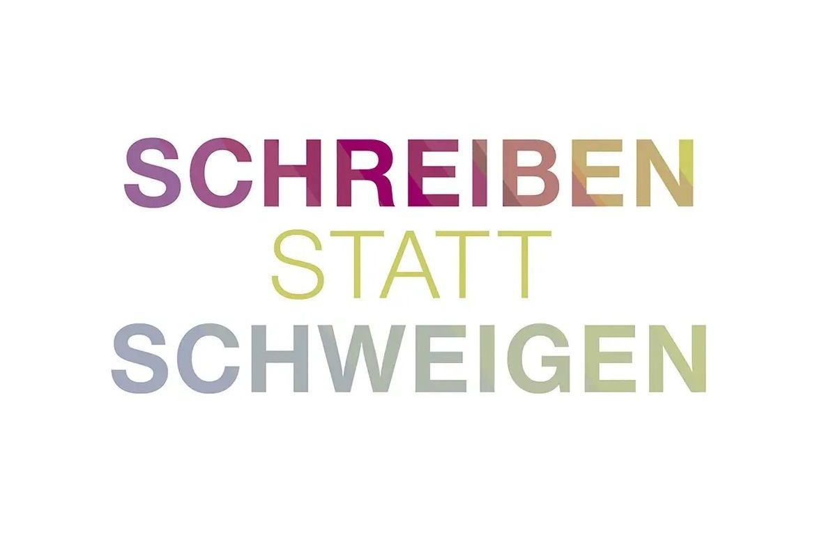Text "SCHREIBEN STATT SCHWEIGEN".